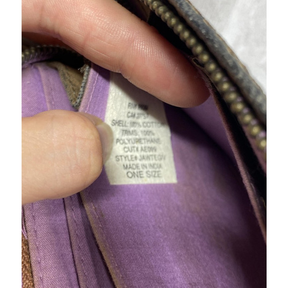 Billabong Wallet Womens One Size Brown Floral Zip Around Clutch Purple Lining - Picture 12 of 16